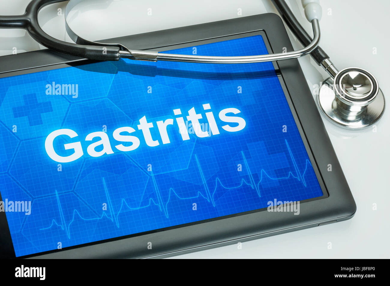 Tablet mit der Diagnose Gastritis auf dem Display Stock Photo