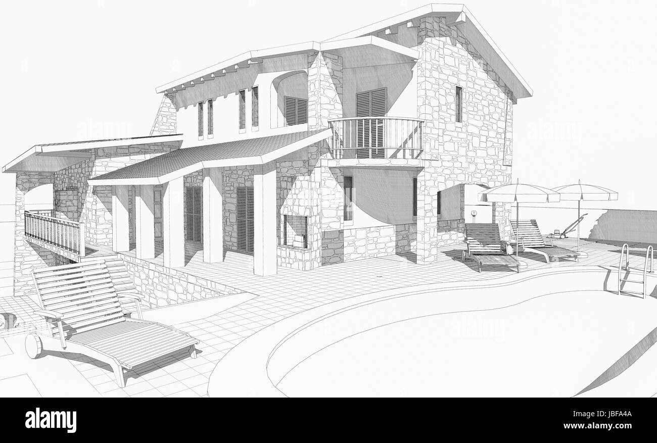 Pencil Drawing Landscape Garden House Stock Illustration 1180715848   Shutterstock