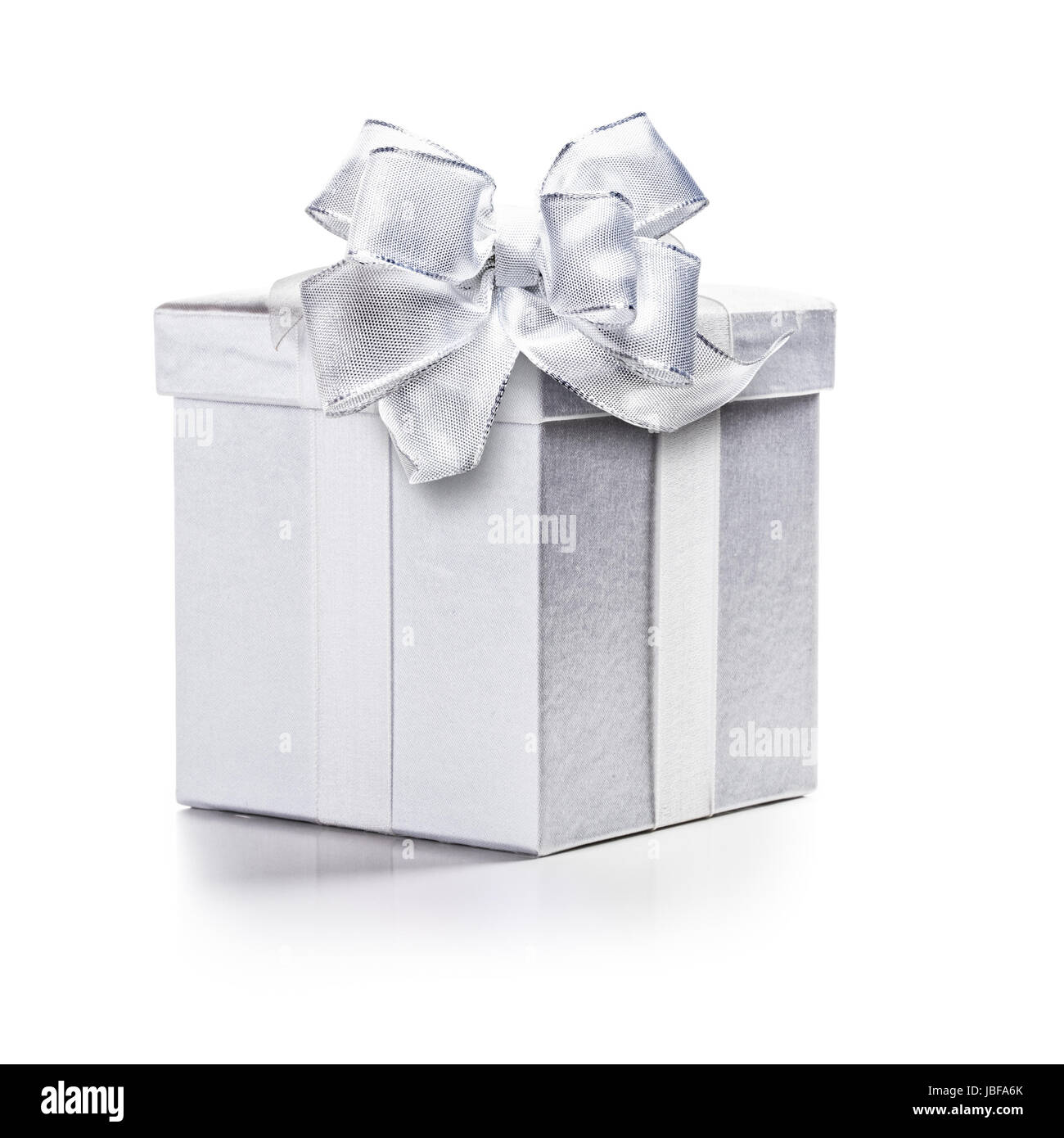 Closed white box with ribbon bow isolated on white background clipping ...