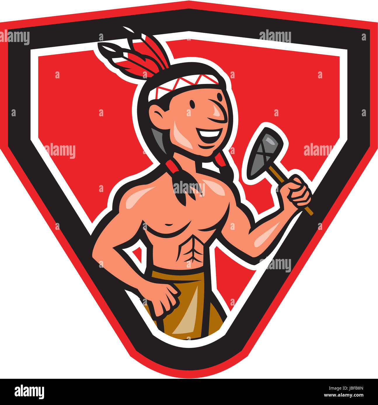 Illustration of a native american indian chief viewed from front ...