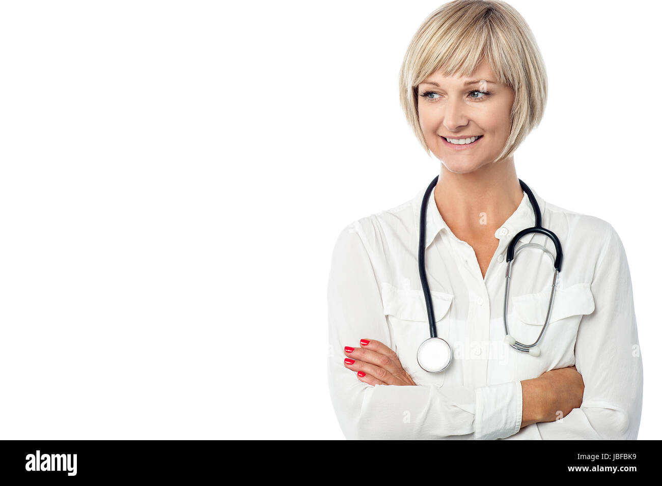Female surgeon with stethoscope around her neck Stock Photo Alamy