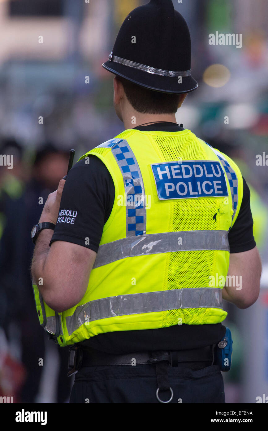 Police officers on patrol in central Cardiff during the Champions ...