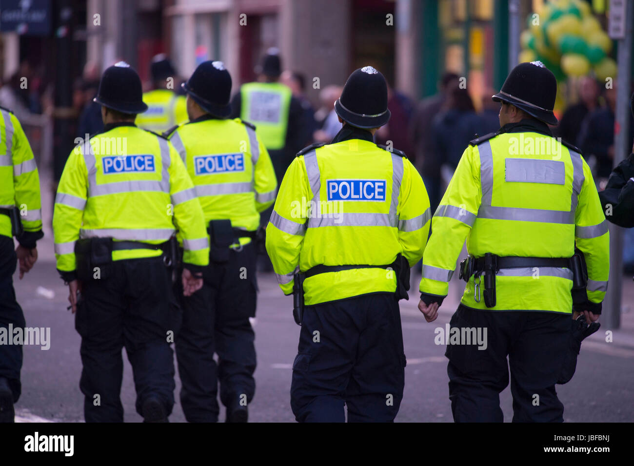 Police officers on patrol in central Cardiff during the Champions ...