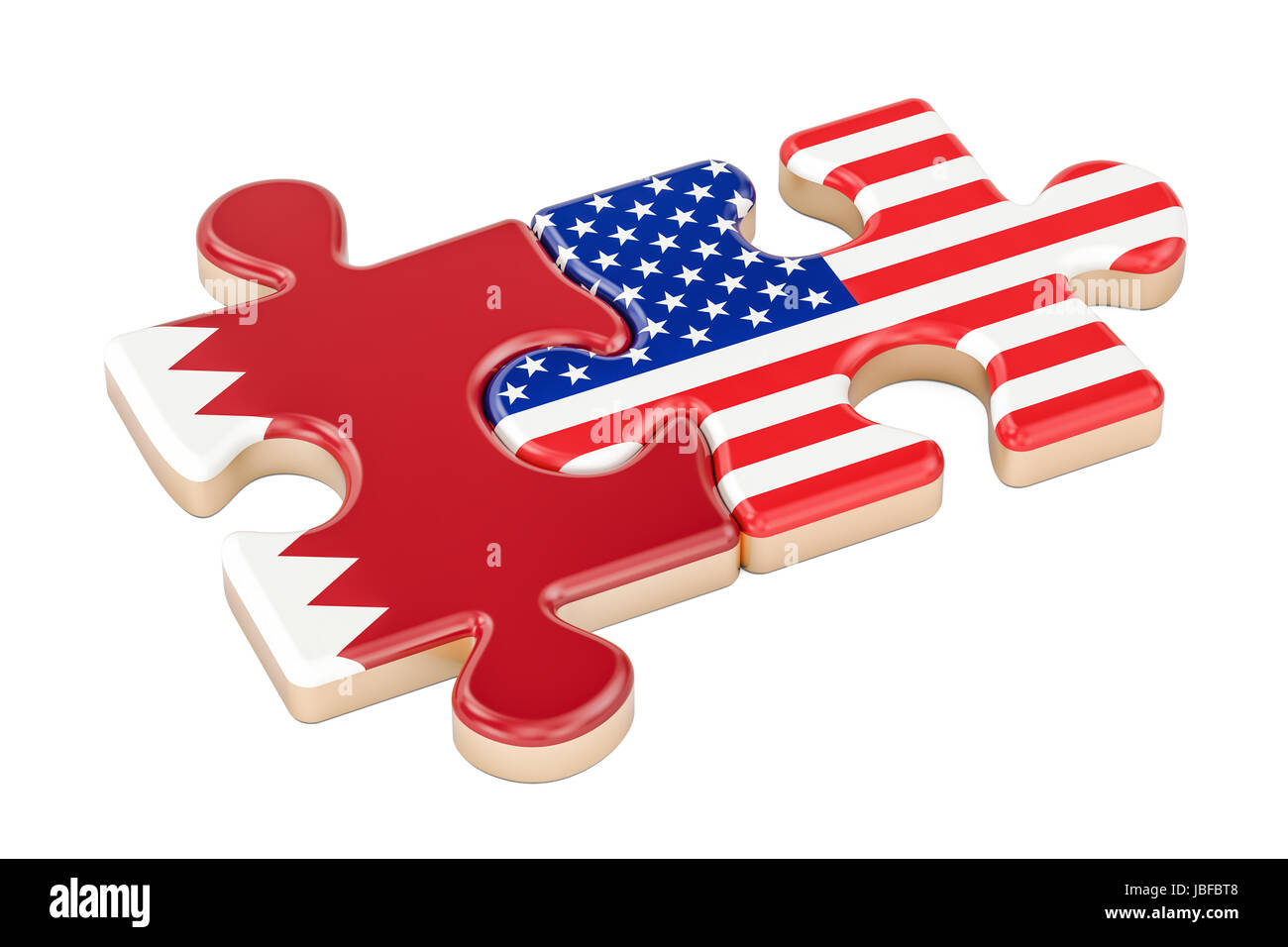 Qatar and USA puzzles from flags, 3D rendering isolated on white background Stock Photo