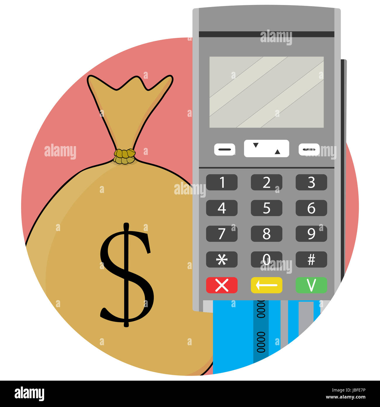 Payment and transfer of money by credit card and terminal. Send money