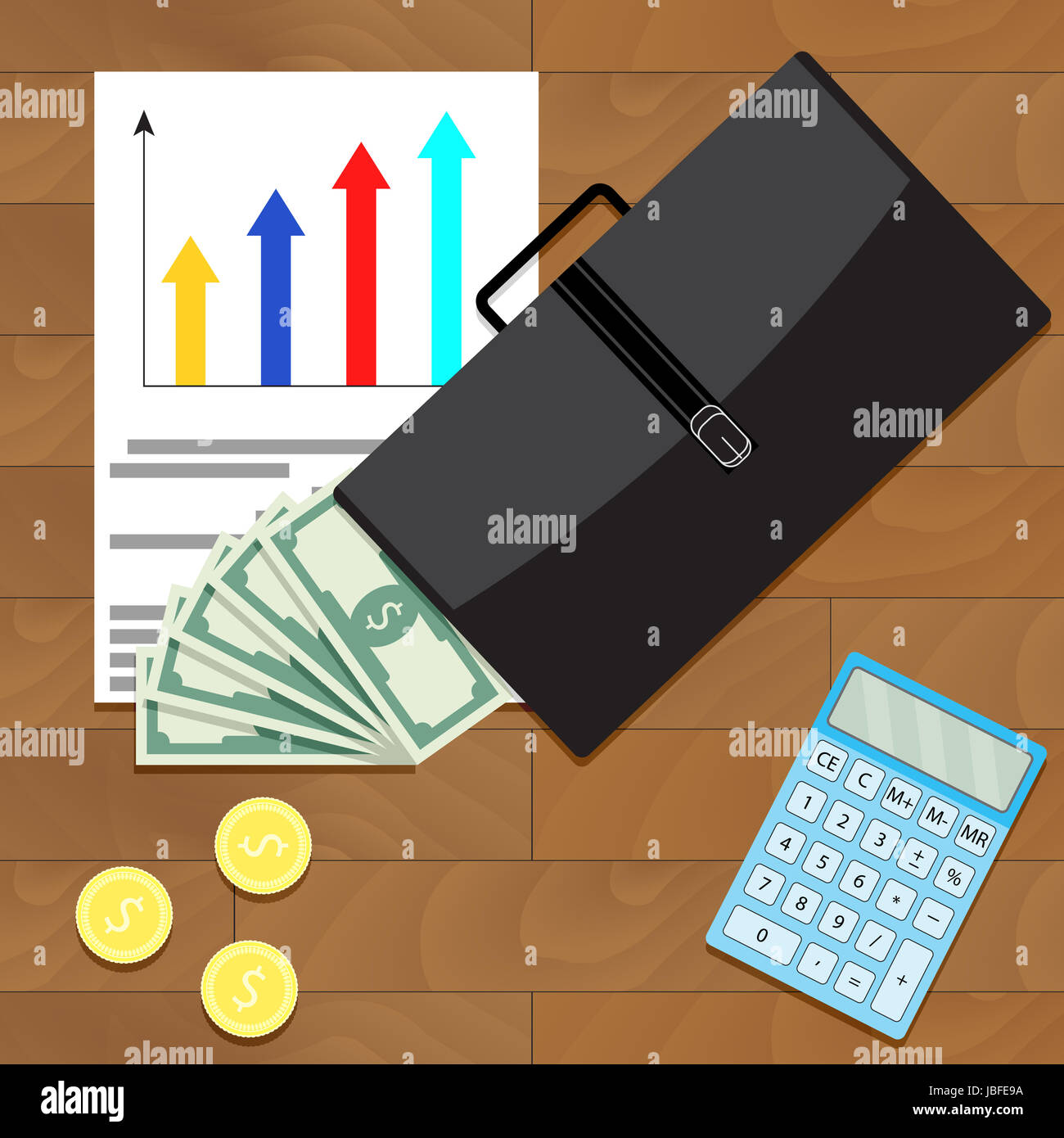 Economic and financial growth of business top view concept. Vector economic development and growth, illustration economic recovery and business growth Stock Photo
