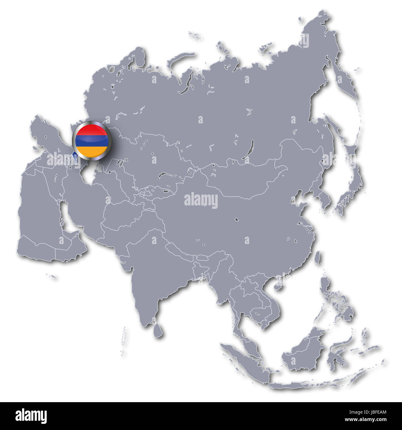 asia map with armenia Stock Photo