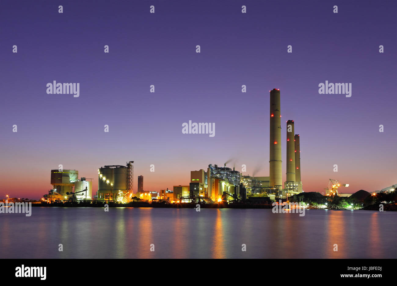 Industrial plant at night Stock Photo - Alamy