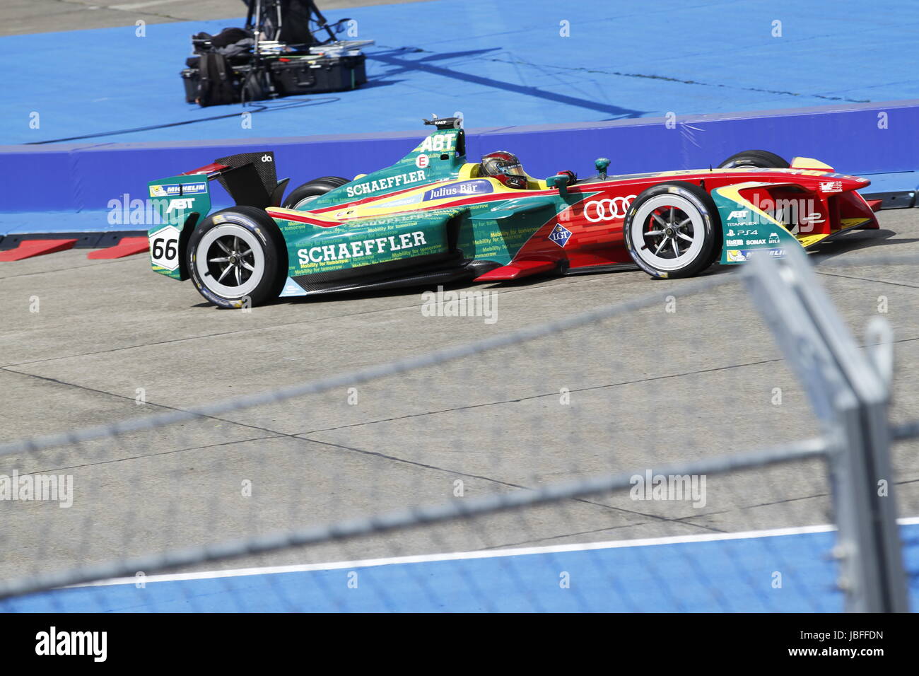 E Racing Track The photo shows an electric car on the Formula e race track on the ...