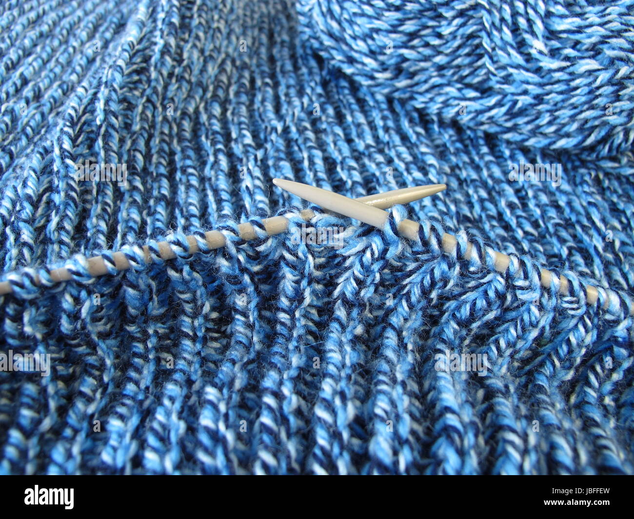 knitted in blue Stock Photo