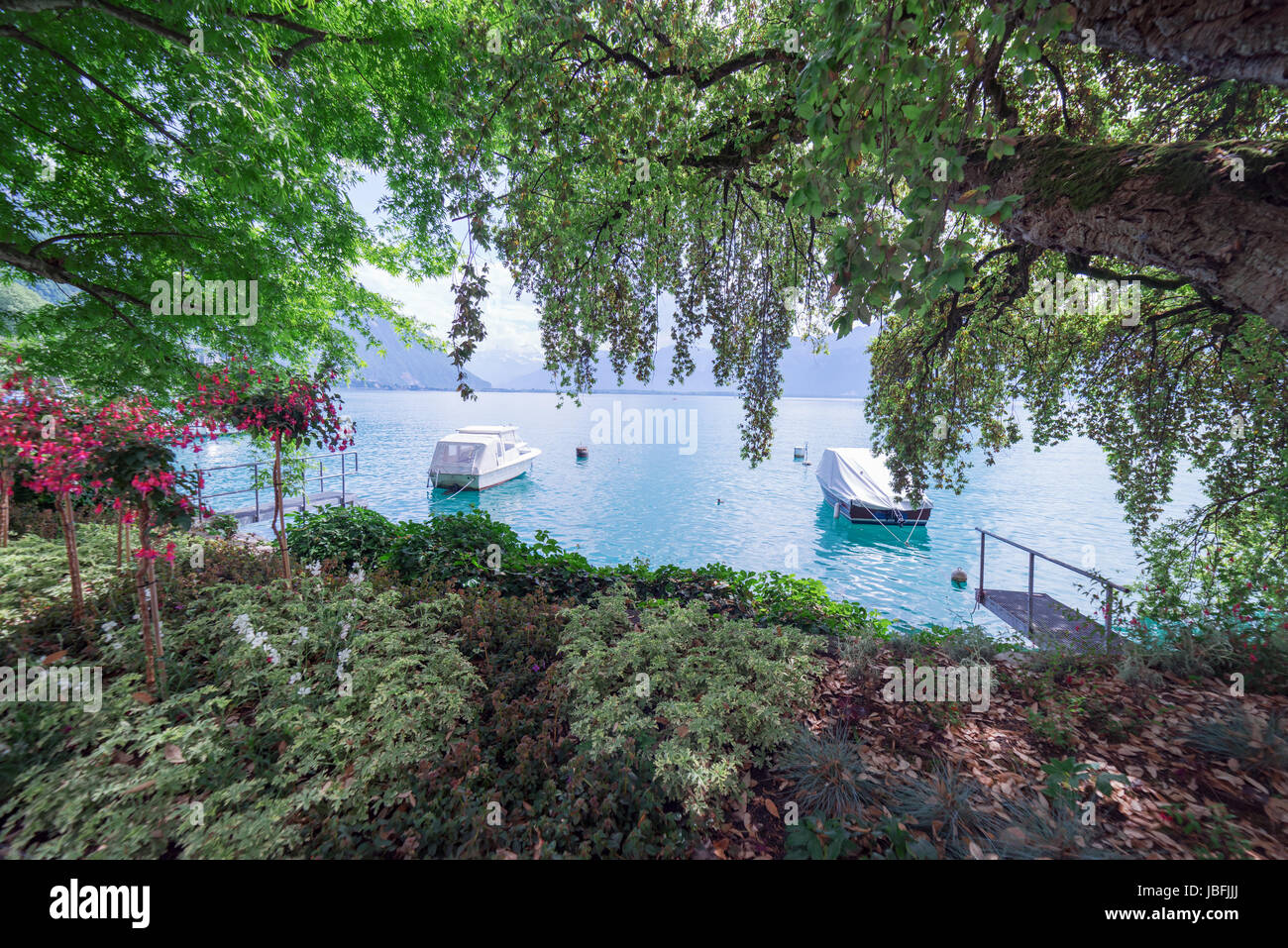Montreux in Switzerland by Lake Leman Stock Photo