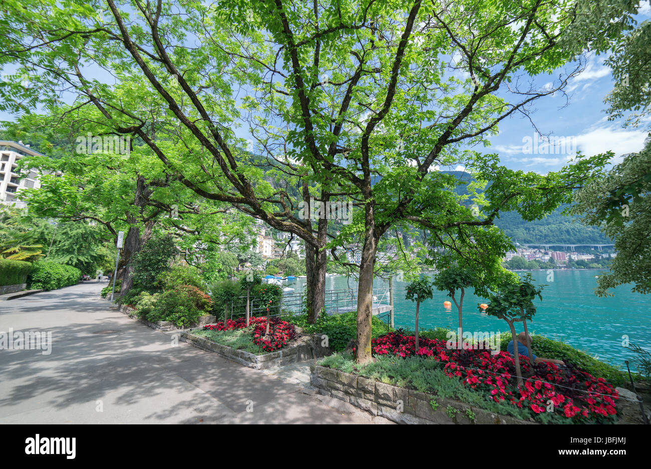 Montreux in Switzerland by Lake Leman Stock Photo