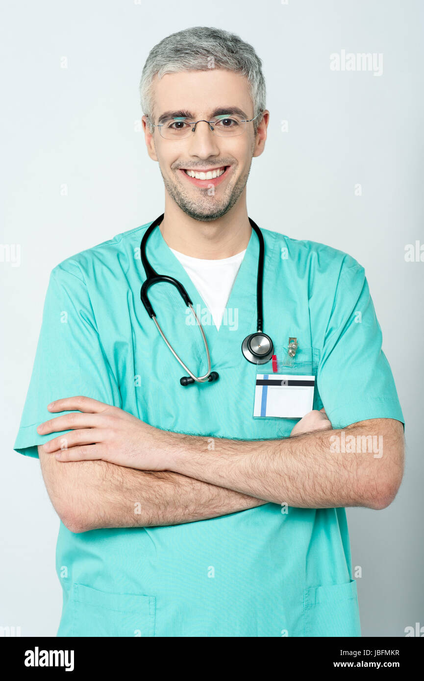 Smiling senior doctor with stethoscope Stock Photo - Alamy