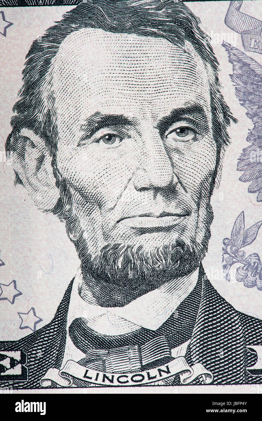 US Dollar Schein  Lincoln Stock Photo