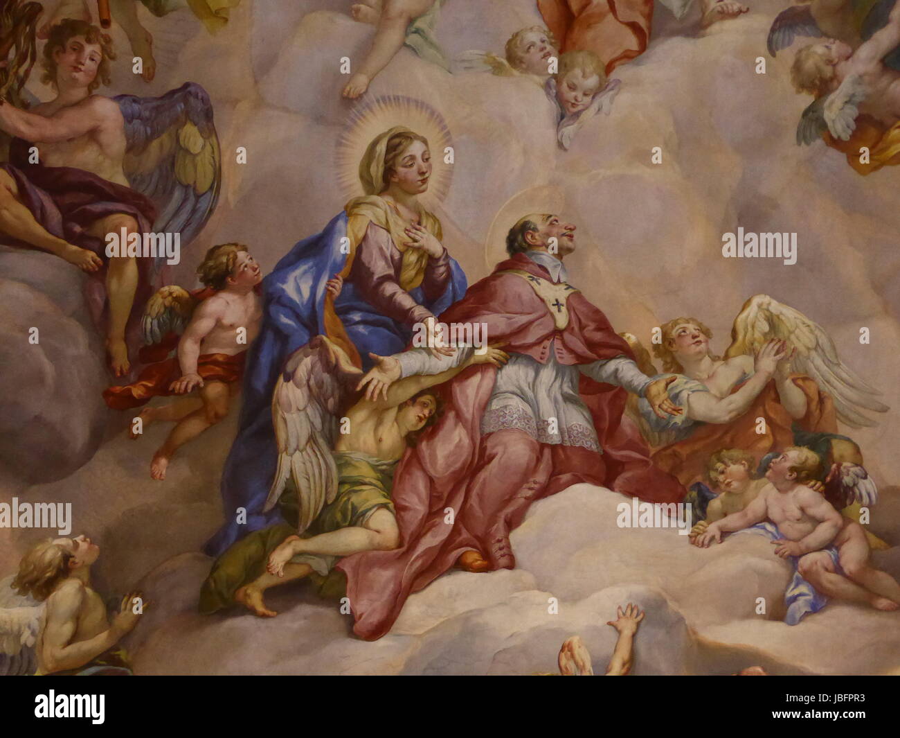 Vienna, Austria – August 27, 2013: Ceiling frescoes by Johann Michael ...