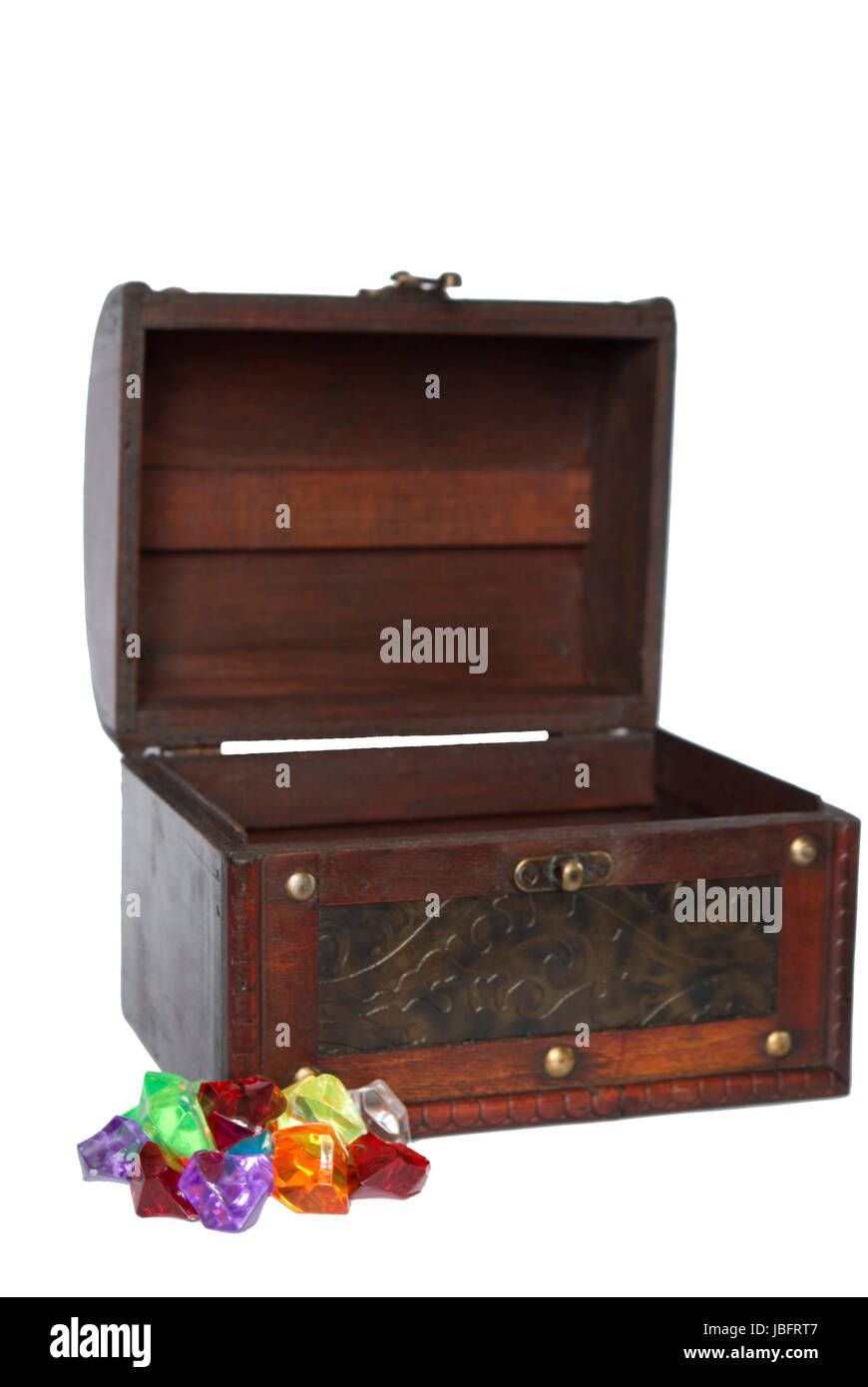 Isolated antique wooden chest on white background Stock Photo - Alamy