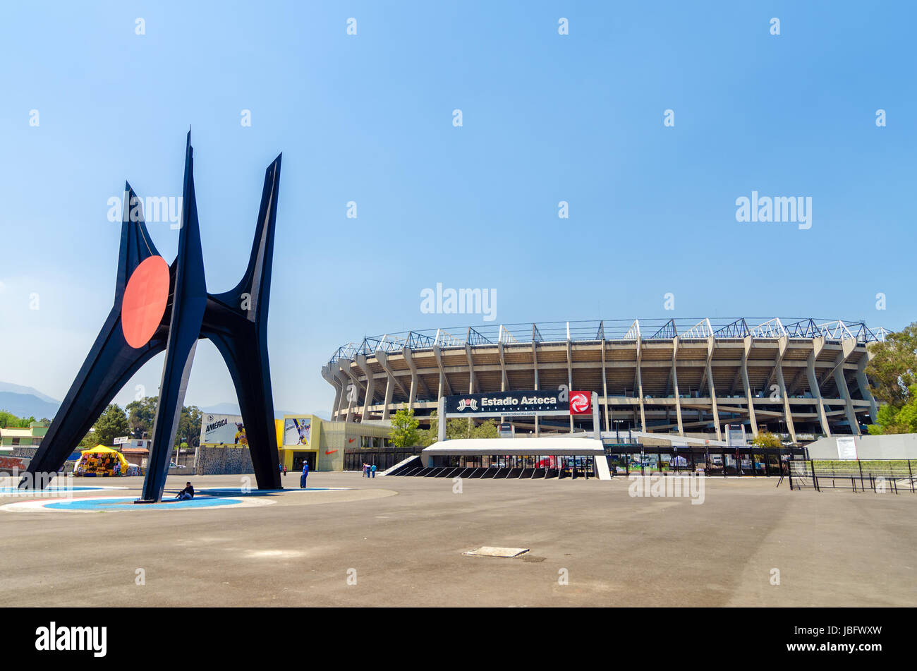 MEXICO CITY - MARCH 24:  Exterior of Azteca Stadium in Mexico City on March 24, 2013.  Azteca Stadium is the home of the Mexican National soccer team Stock Photo