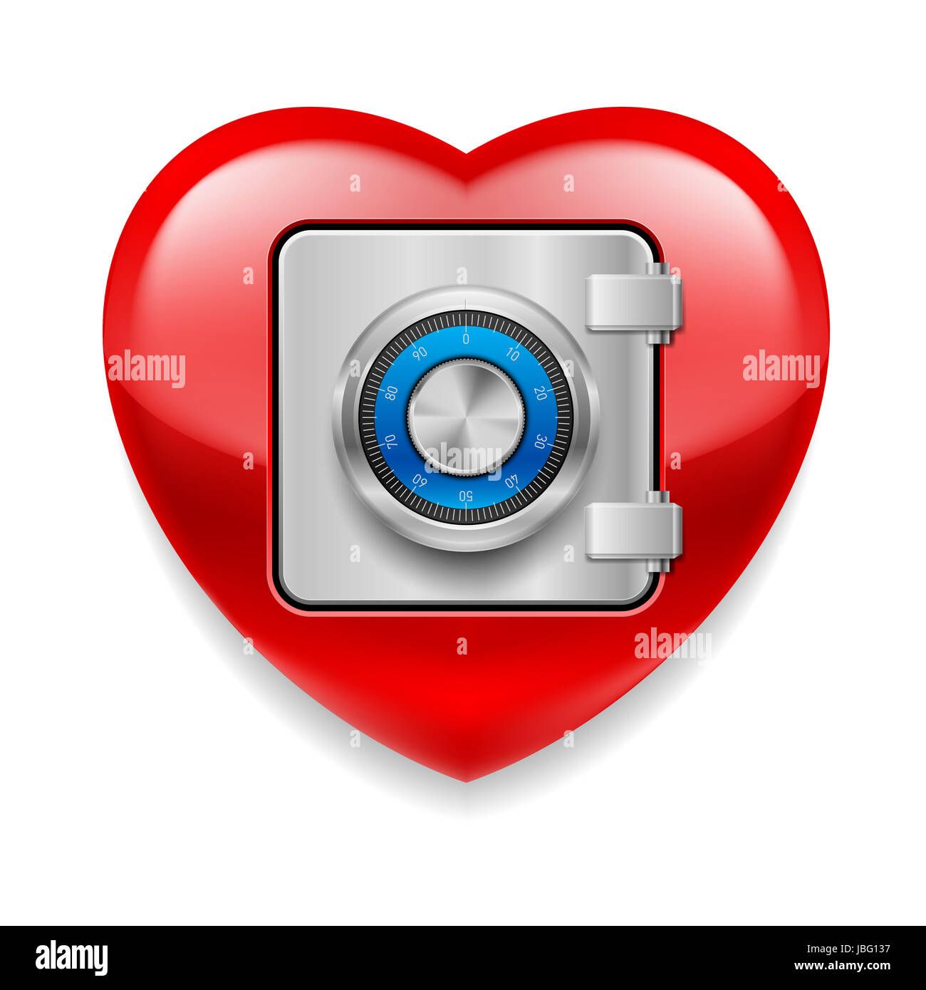 Glossy red heart as a vault. Love or life in safe Stock Photo - Alamy