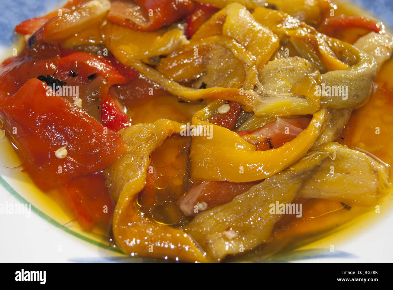 roasted peppers in olive oil, a typical sicilian recipe Stock Photo Alamy
