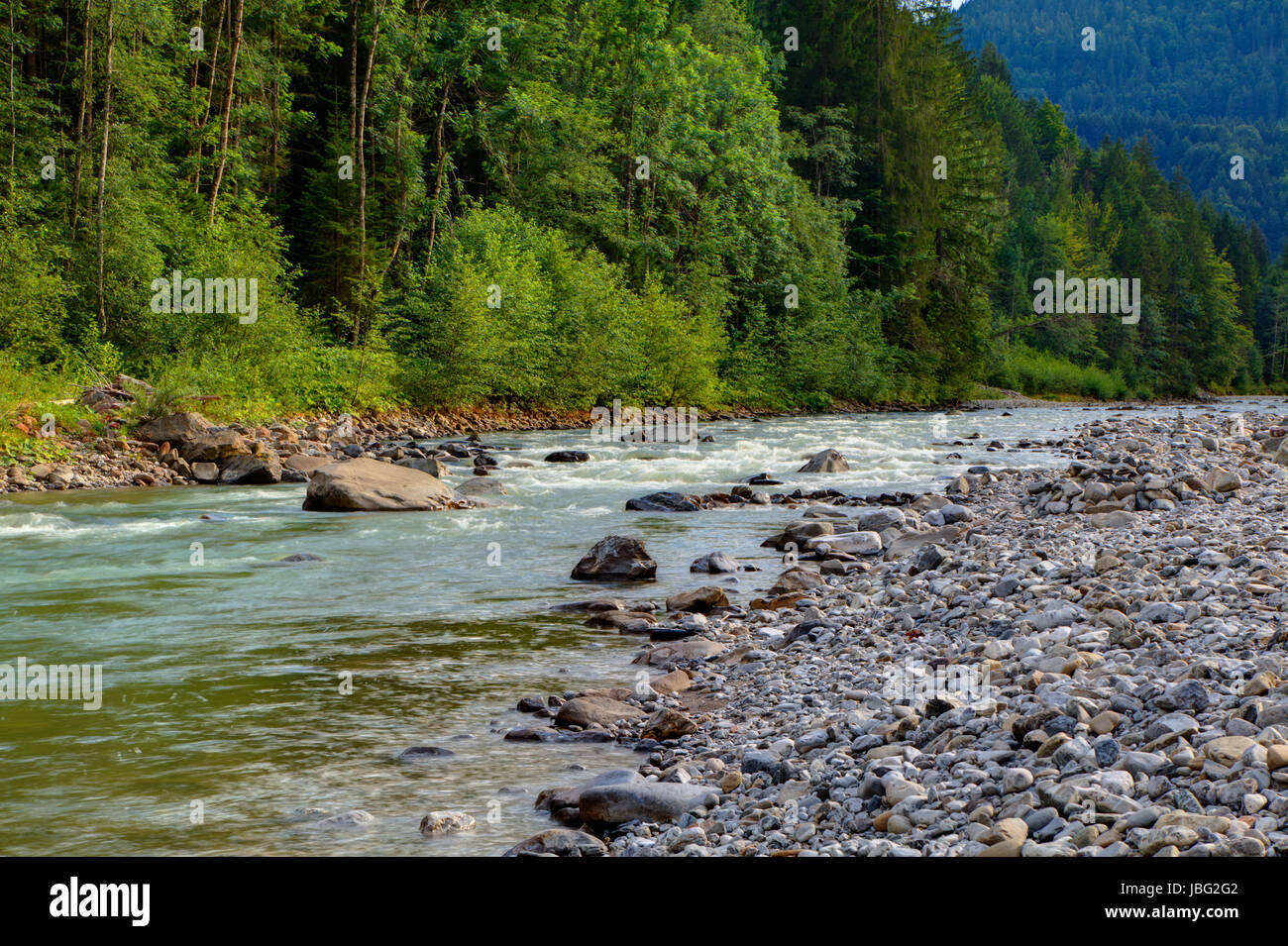 summer at the mountain river Stock Photo