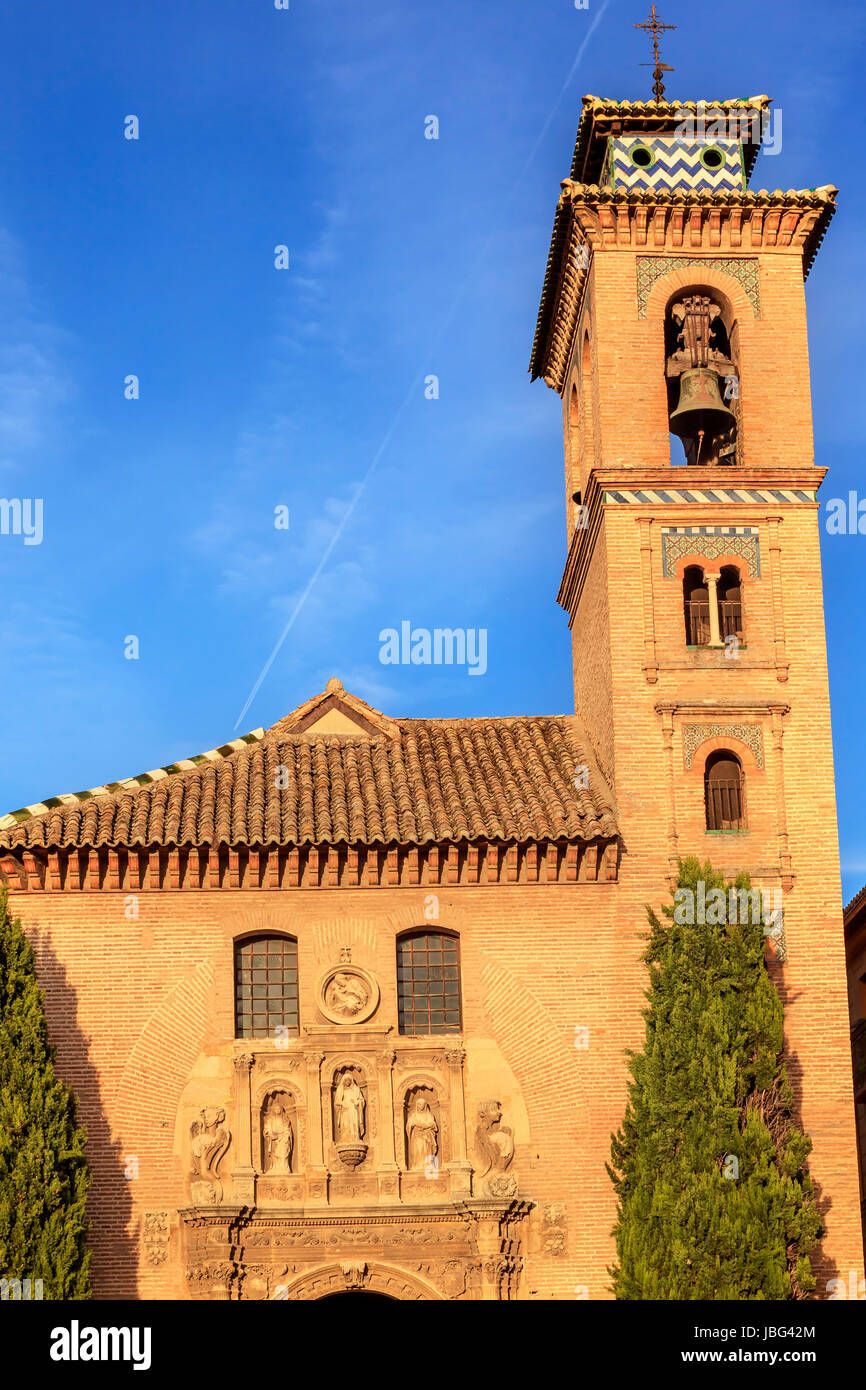 Church of Santa Anna Iglesia de Santa Anna Granada Andalusia Spain  Built in the 1500s in Mudejar style on the Rio Darro. Stock Photo
