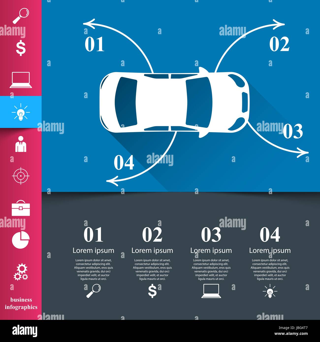 Road infographic design template and marketing icons. Car icon Stock ...