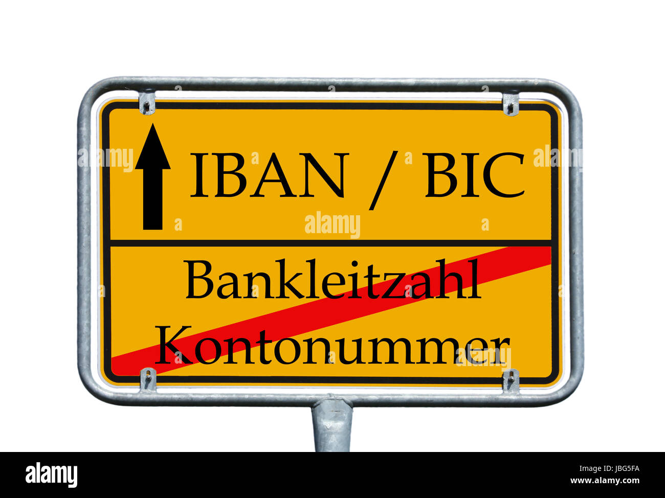 Shield with the german words IBAN / BIC and ​​account number with bank sort  code Stock Photo - Alamy