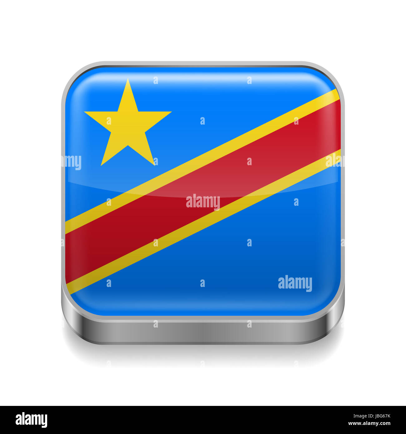Metal square icon with flag colors of Democratic Republic of the Congo ...