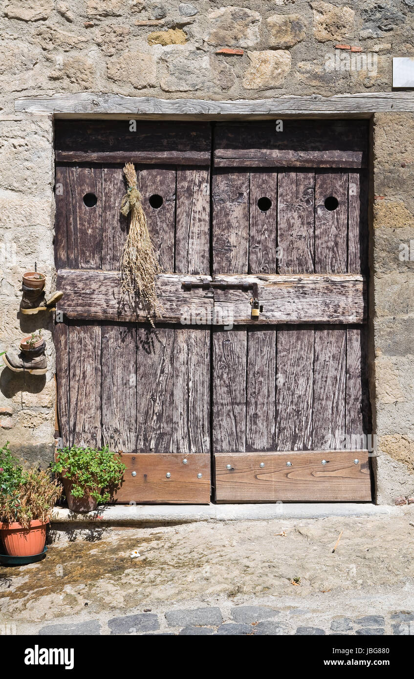 Wooden door. Bolsena. Lazio. Italy. Stock Photo