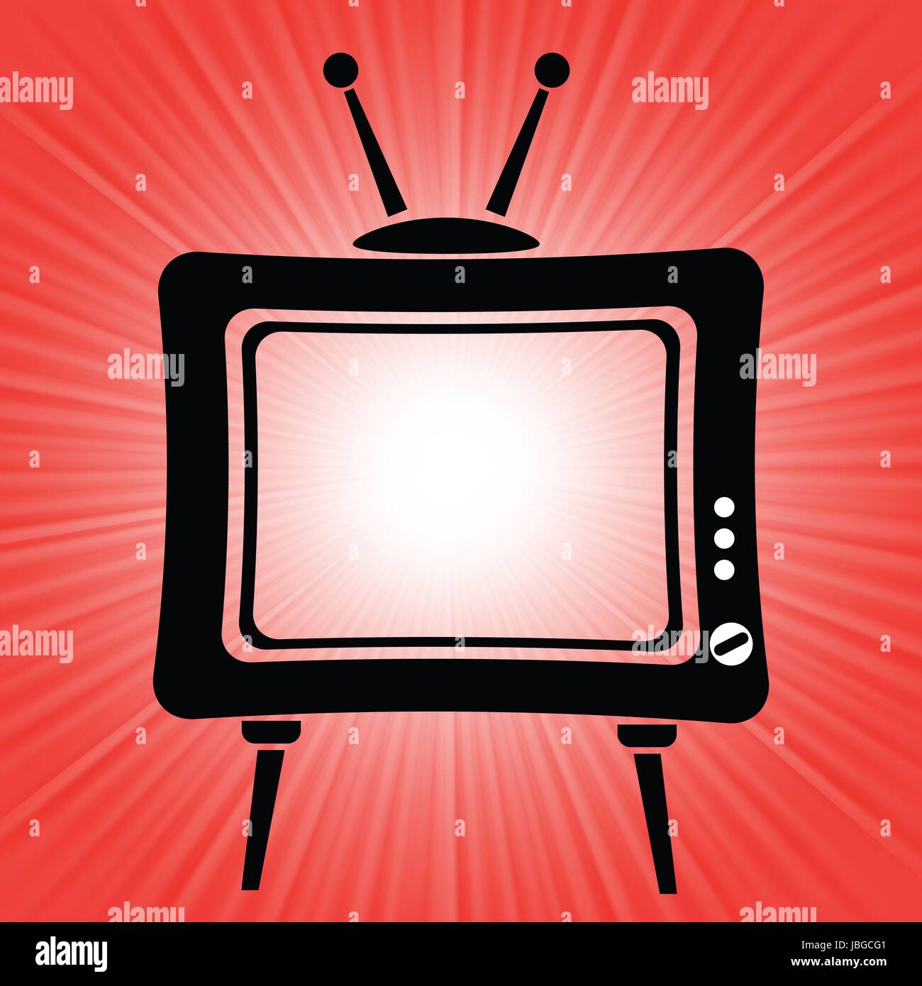 colorful illustration with old tv icon on a red background for your ...