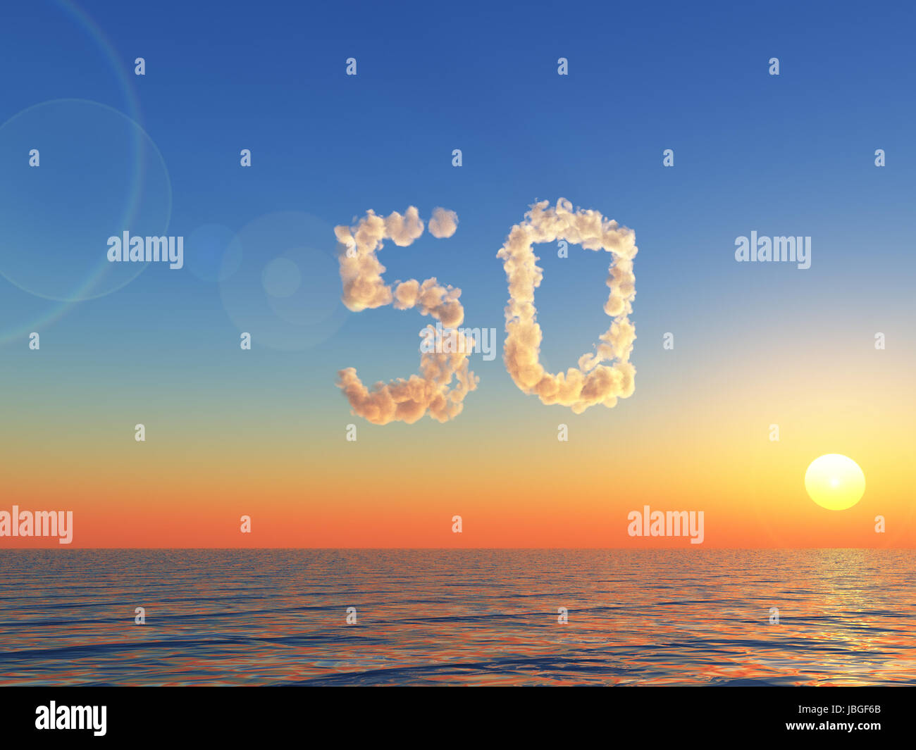 wolken bilden die zahl fünfzig - 3d illustration Stock Photo - Alamy