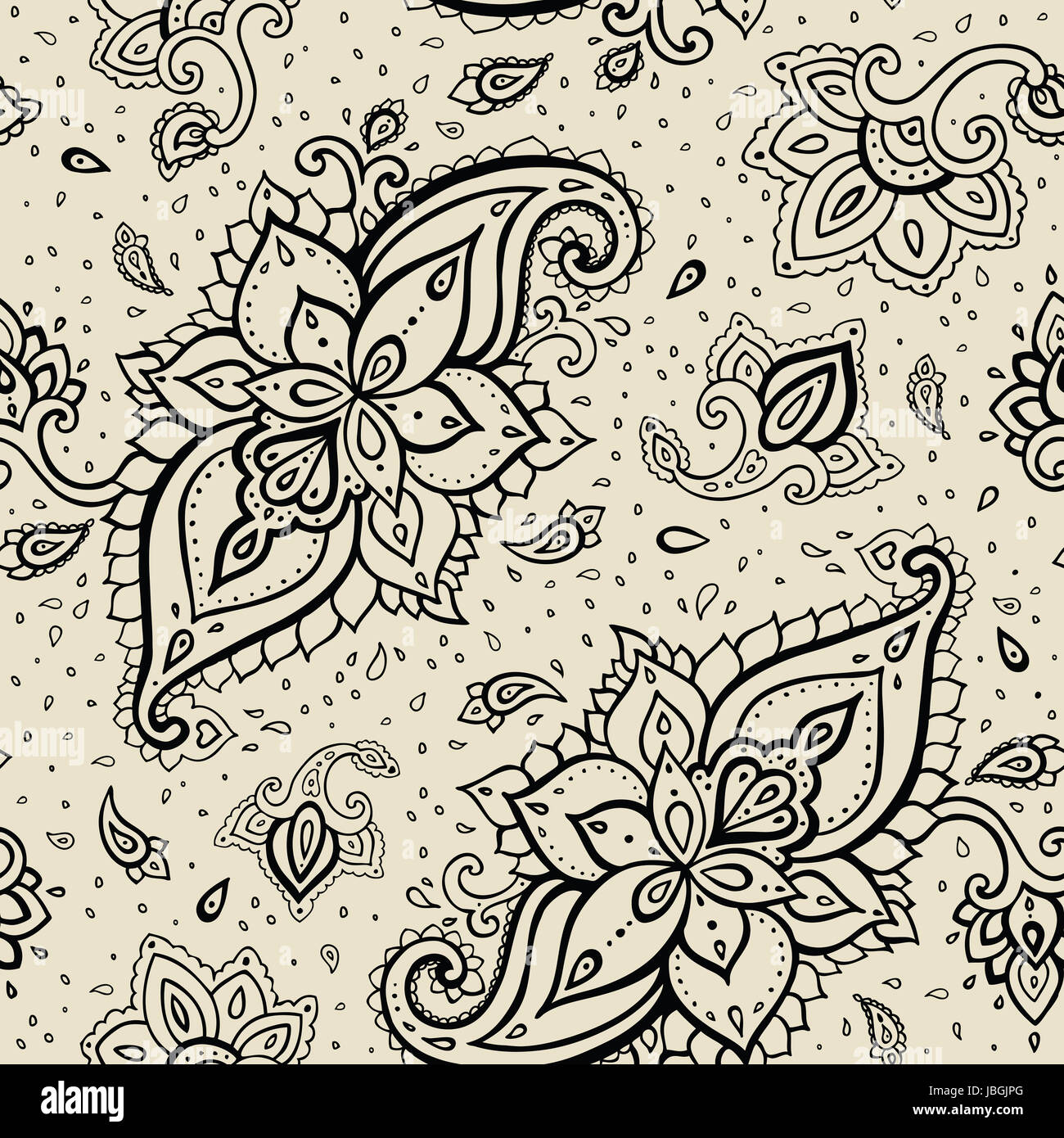 Seamless Paisley background. Hand Drawn vector pattern Stock Photo - Alamy