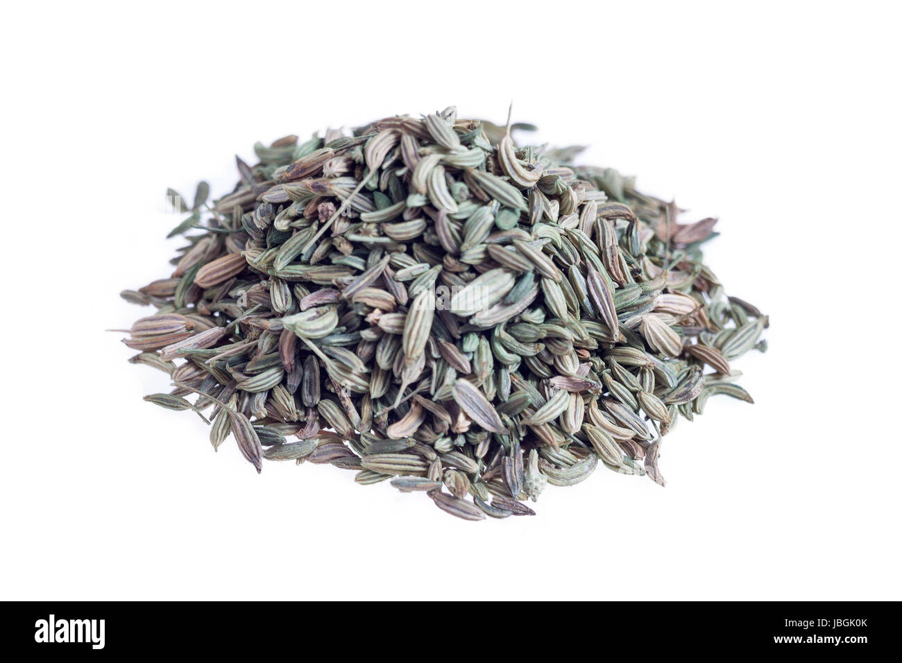 wiew from above of green anise seeds on a white background Stock Photo