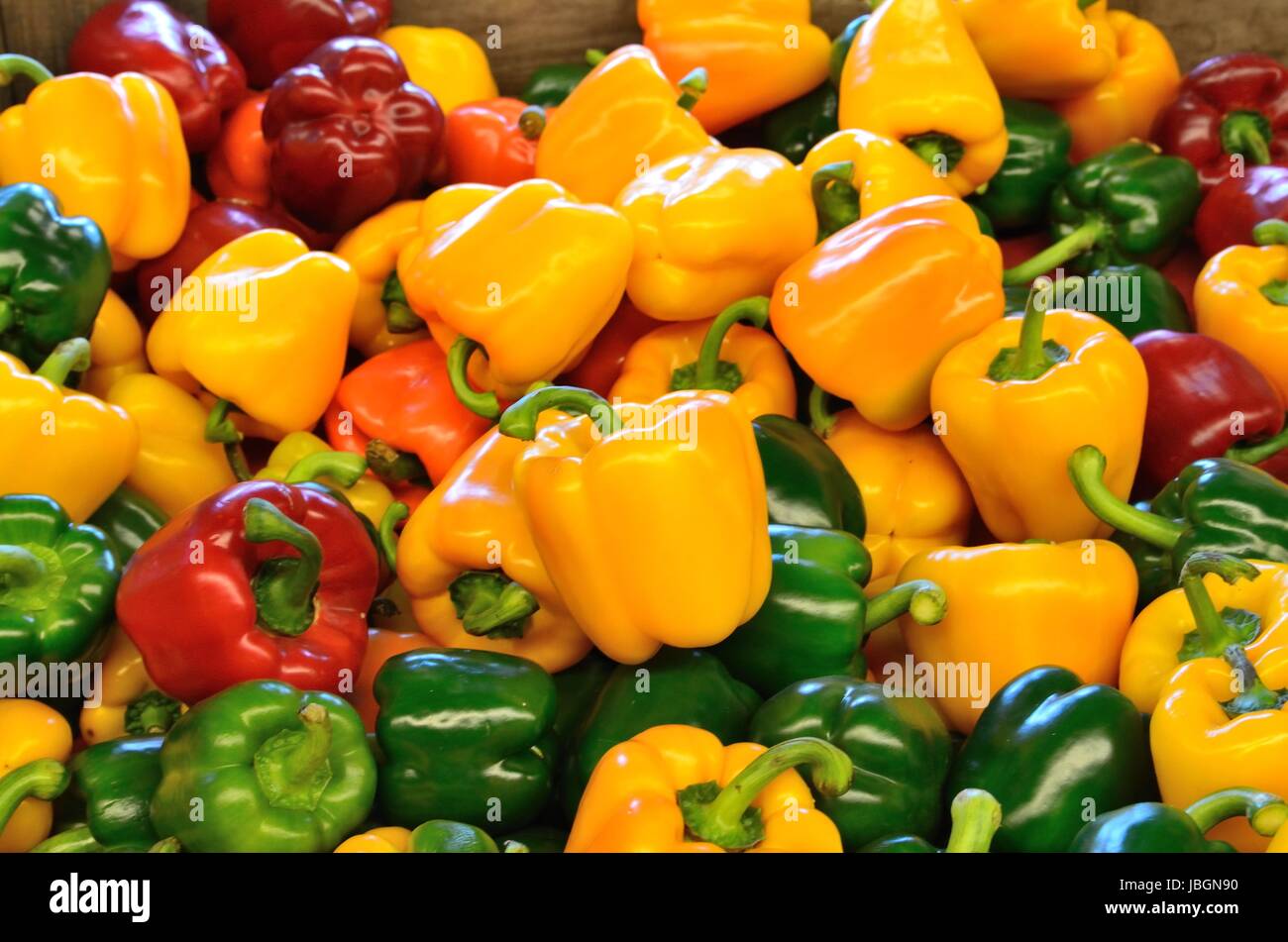 peppers yellow,green and red Stock Photo