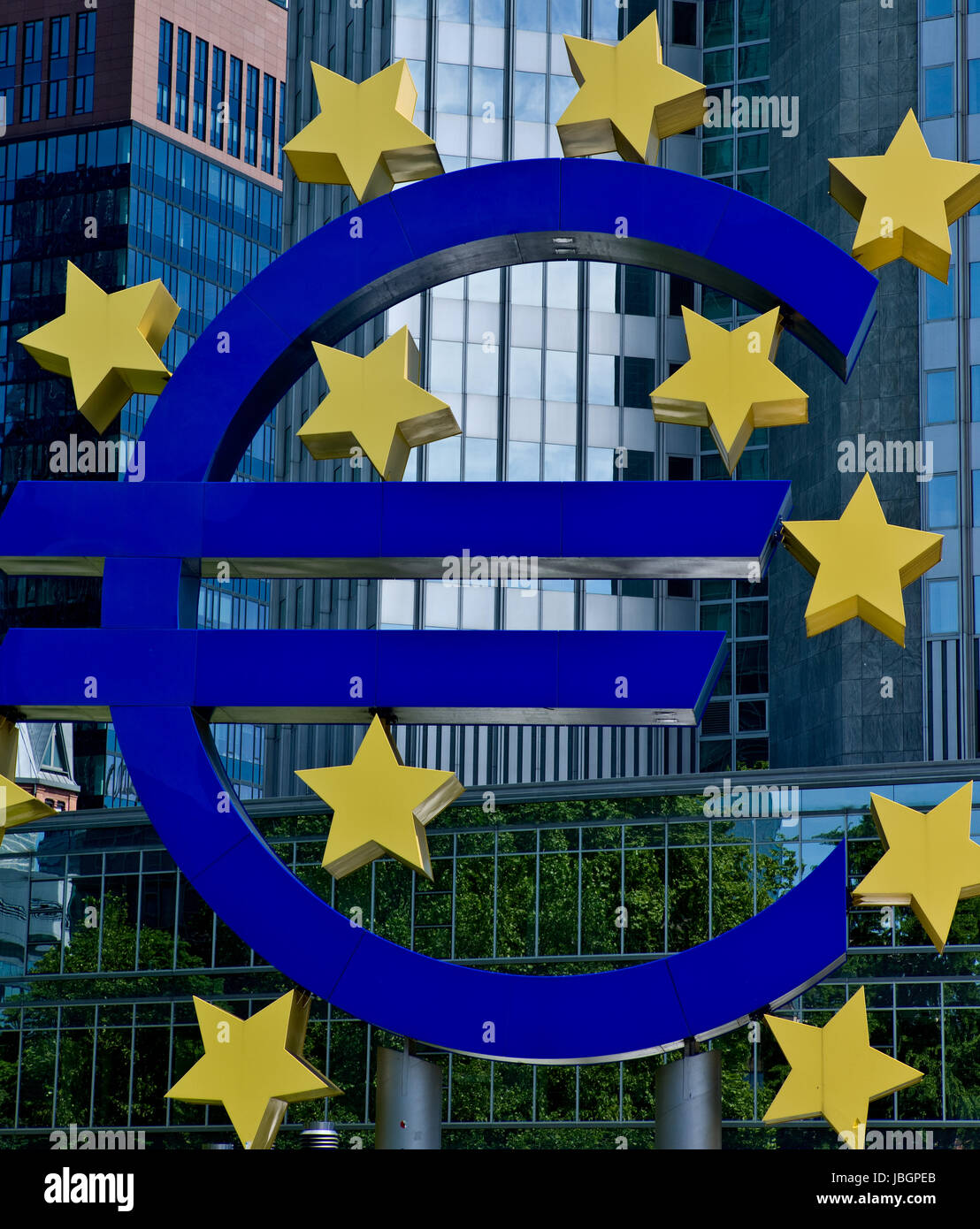 euro symbol in front of the ecb in frankfurt Stock Photo