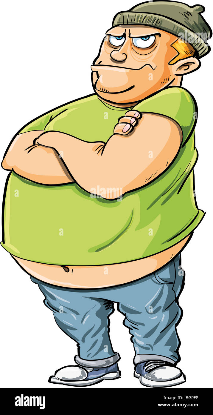 Cartoon bully with a fat belly. Isolated on white Stock Photo - Alamy