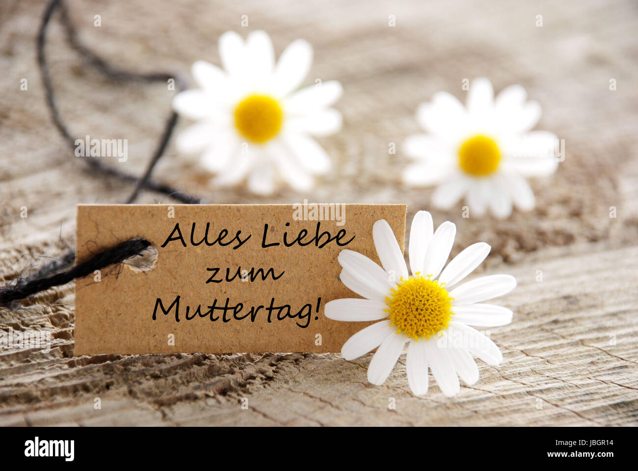 A Natural Label With The German Words Alles Liebe Zum Muttertag On It Which Means Happy Mothers Day Stock Photo Alamy