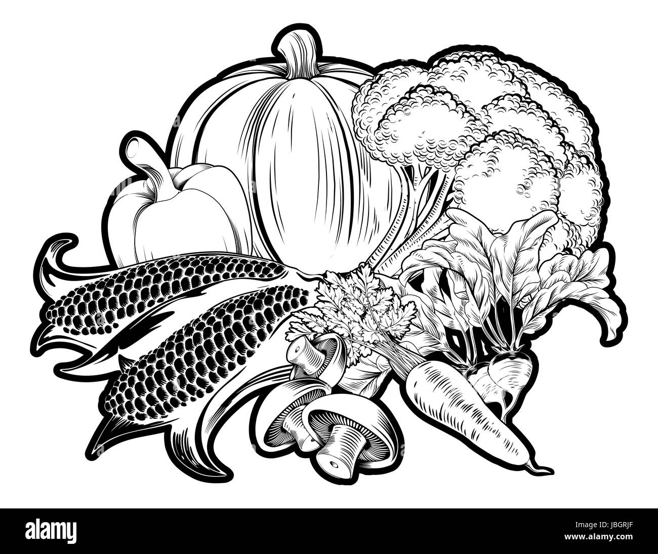 Vegetables silhouette Black and White Stock Photos & Images - Alamy