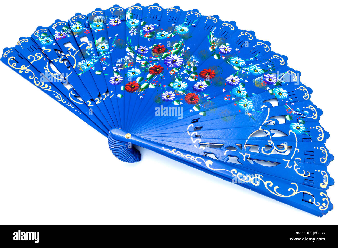 A beautiful spanish fan on a white background Stock Photo - Alamy