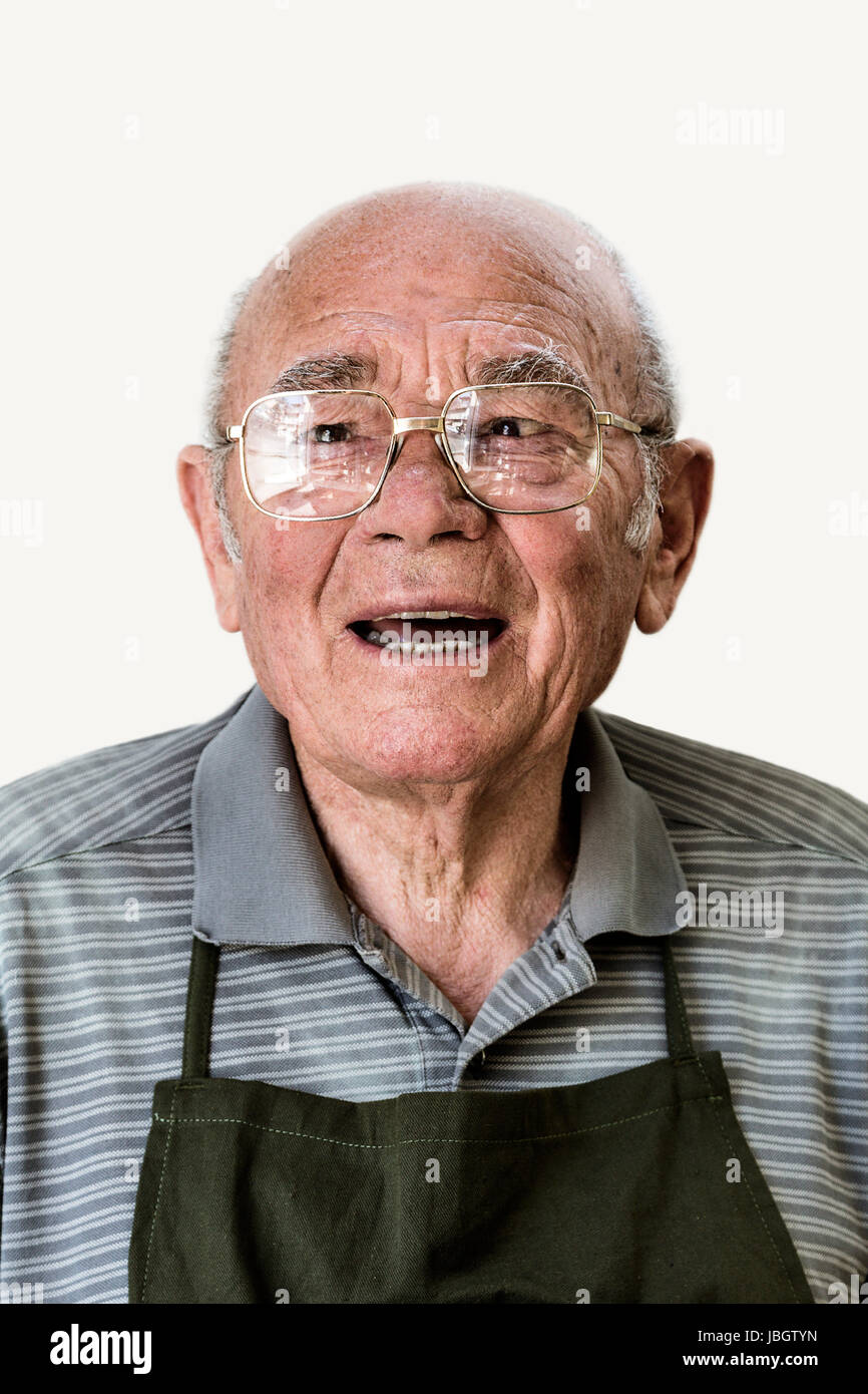 Portrait of a senior man against white background Stock Photo - Alamy