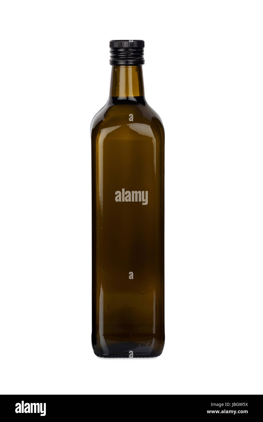 Flasche Olivenöl mit Schraubverschluß, isoliert Stock Photo