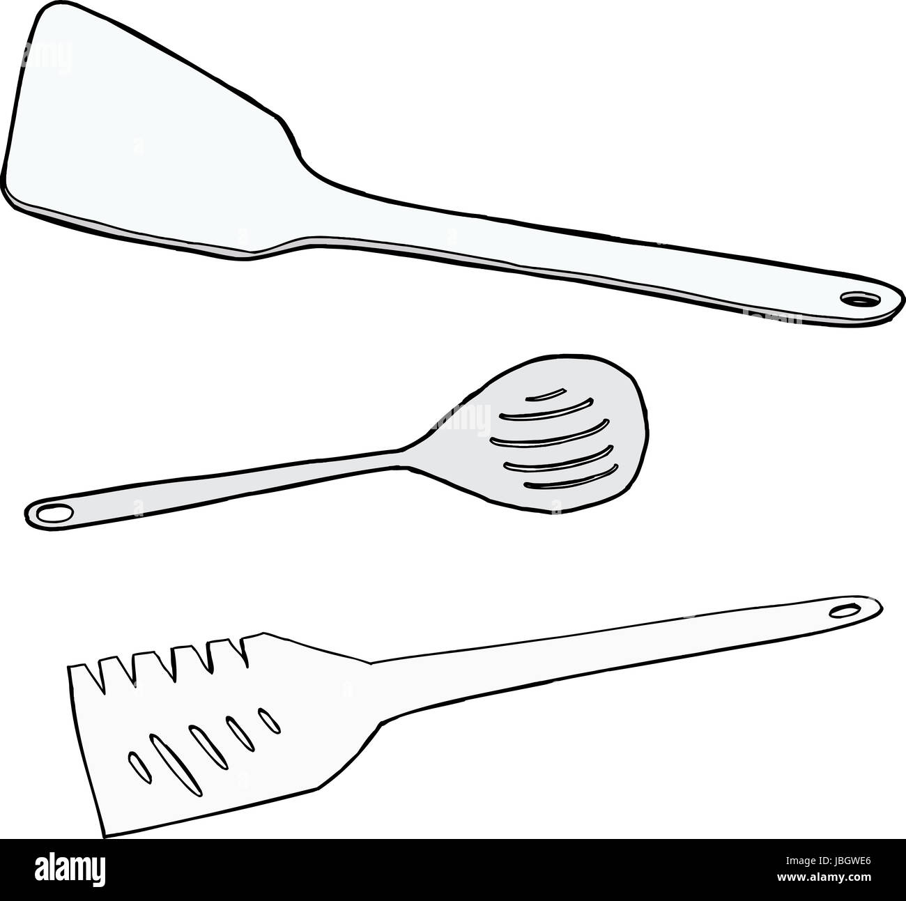 Three cooking spatulas over isolated white background Stock Photo Alamy