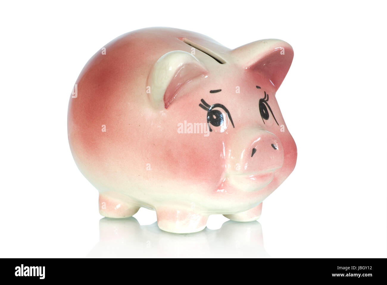 Pink piggy bank isolated on white background Stock Photo - Alamy