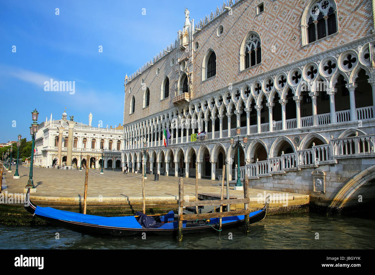 View of Palazzo Ducale from Grand Canal in Venice, Italy. The palace was the residence of the Doge of Venice. Stock Photo