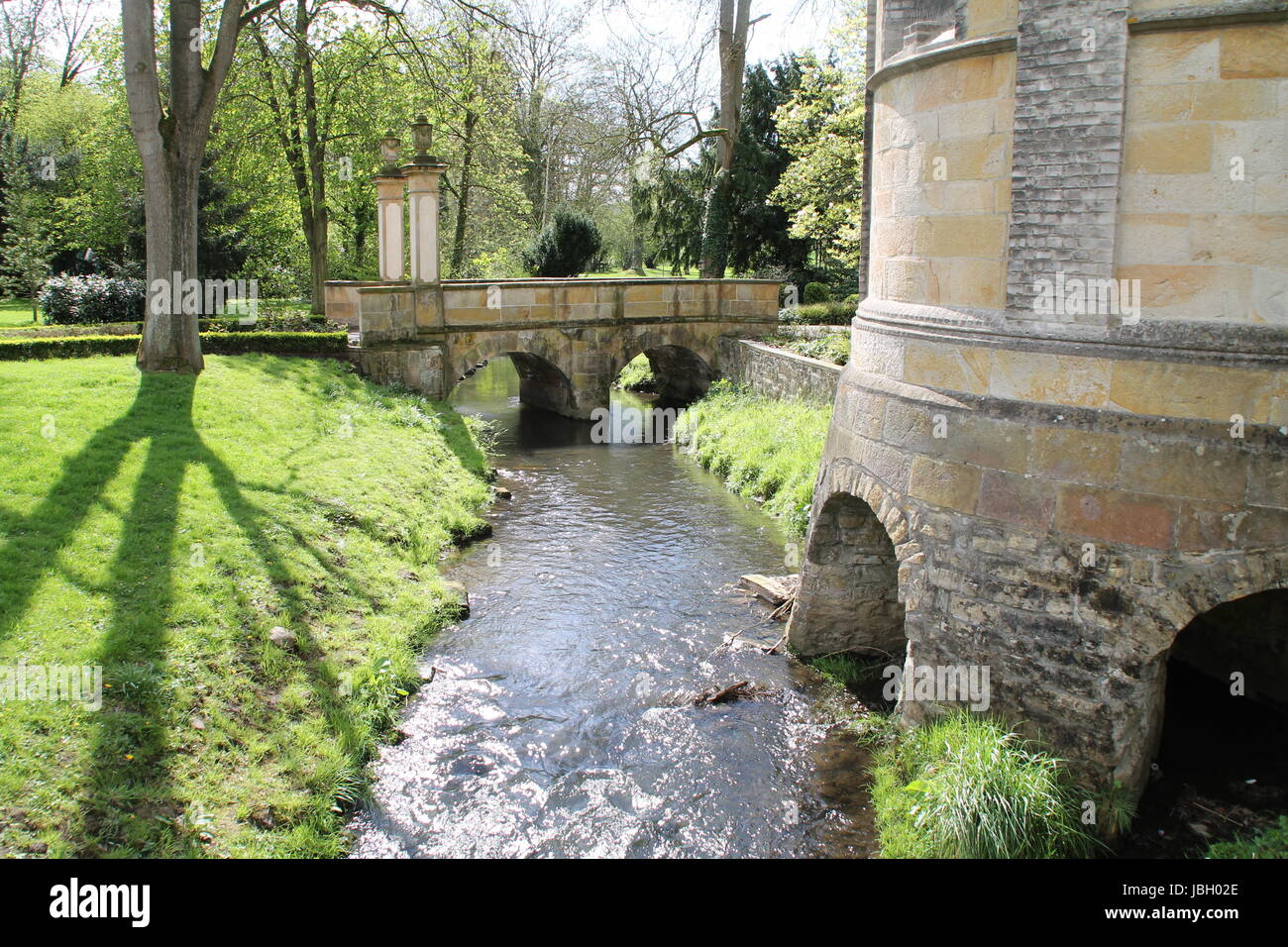 a church on a creek Stock Photo Alamy