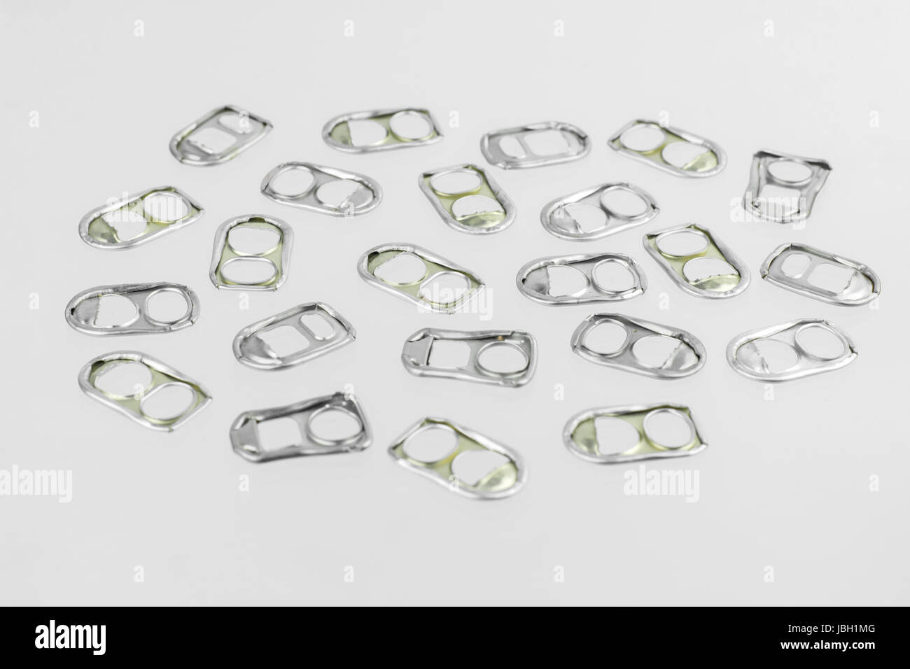 Ring pull aluminum of cans on white background Stock Photo Alamy
