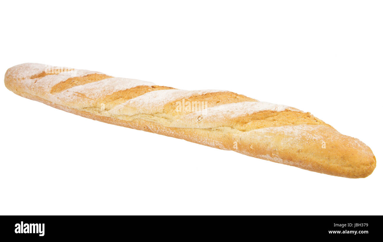 close up of one baguette bread isolated on the white background Stock ...