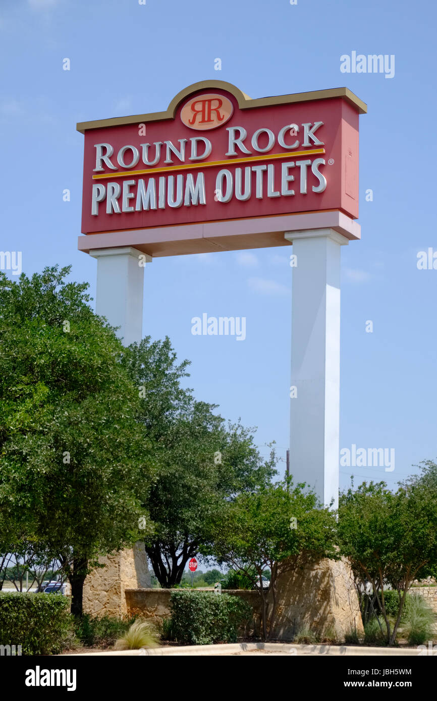 Large sign of outlet shopping mall Stock Photo