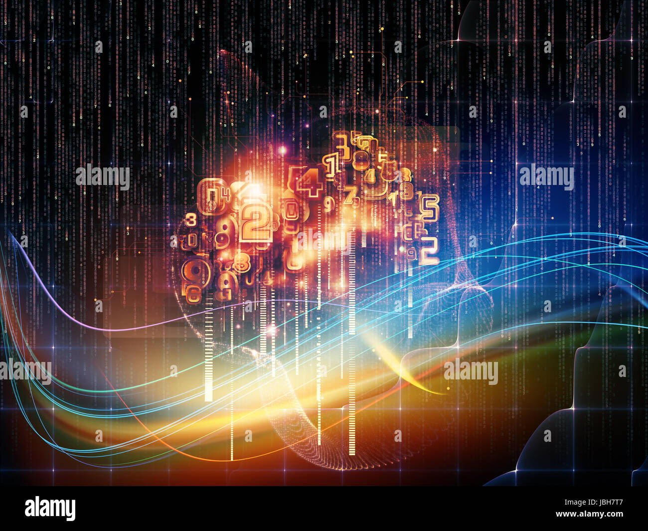 Light of Logic series. Background design of numbers, lights and design