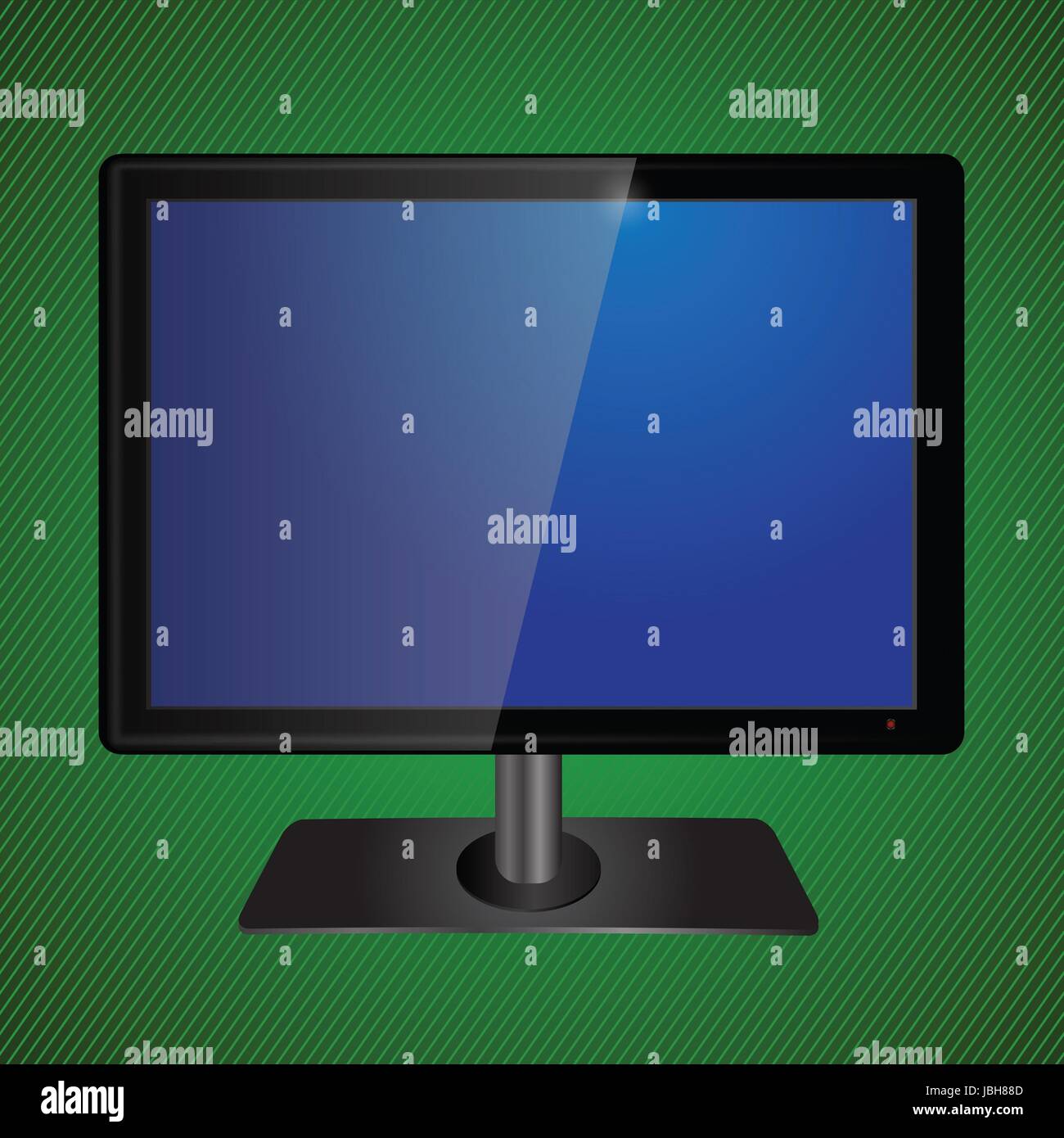 colorful illustration with blue tv screen on a green background for